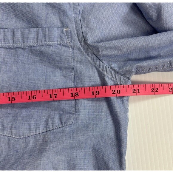 IZOD Mens Small Blue Button Up Cotton Shirt Long Sleeve Collared Pocket Logo - Picture 4 of 9